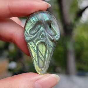 (#6) NEW 1.67" x 1" FLASHY LABRADORITE GHOST MASK